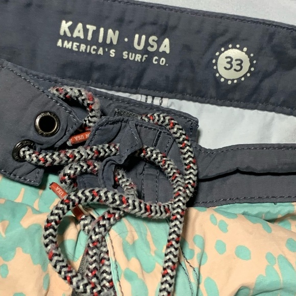 Katin U.S.A. Board Shorts Men’s Swim Trunks Coral & Green Size 33 American Surf - Picture 3 of 11